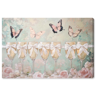 Champagne Mint and Pink Glass Collection Canvas Fashion Wall Art by 