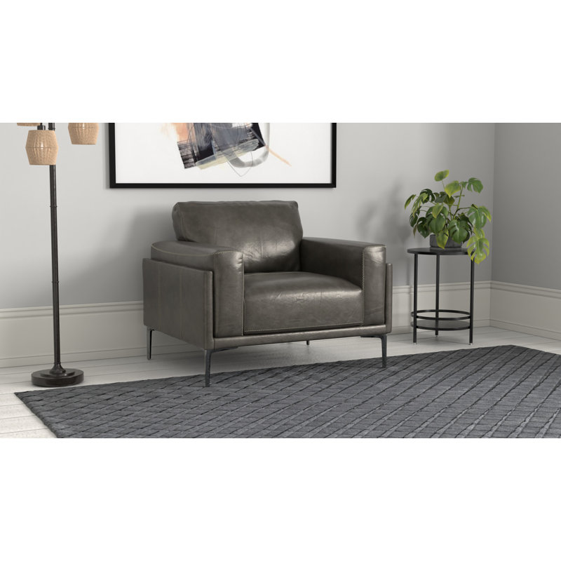 Rencher 44" Wide Black Leather Sofa