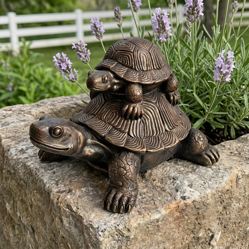 Statue de deux tortues empilées