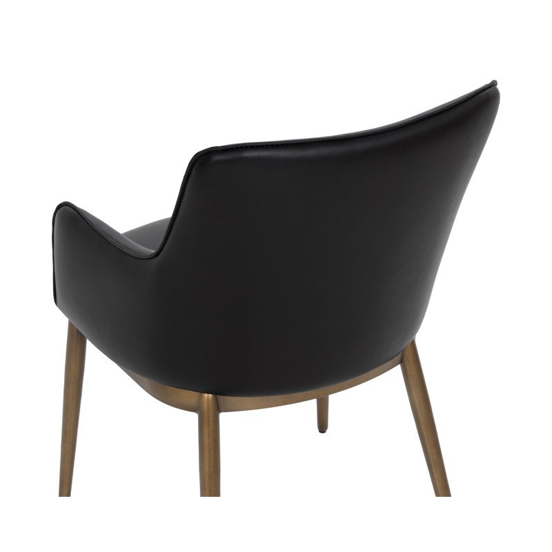 Fauteuil rembourré Beatriz 19,5'' H - Noir, Noir, Laiton antique