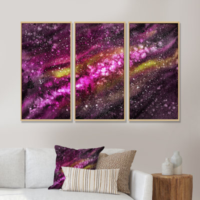 Space with Milky Way, Plenty of Stars - 3 Piece Floater Frame Print on Canvas