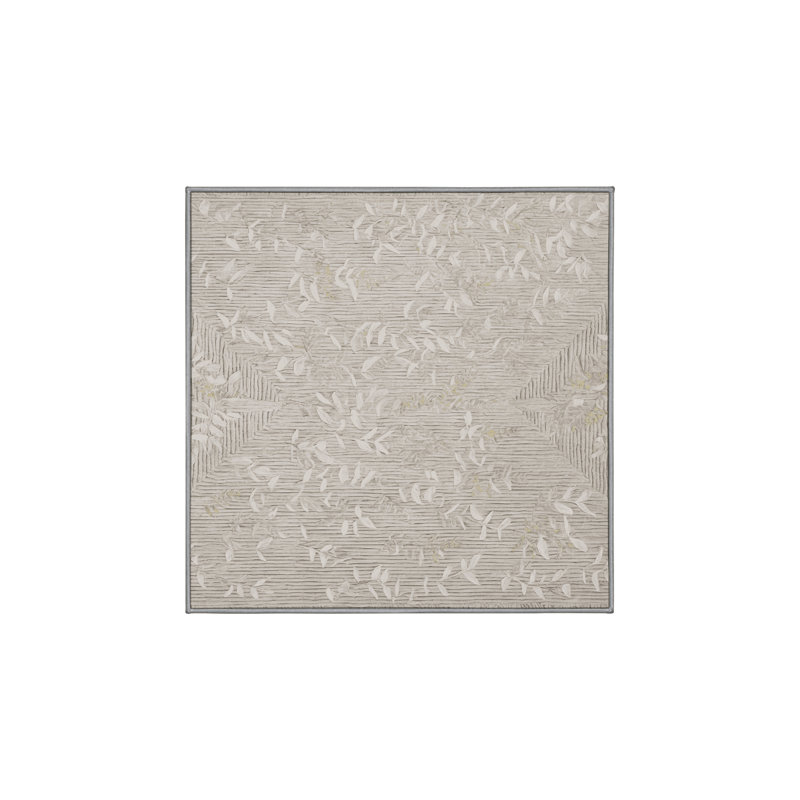 Machine Washable Gray Area Rug, Square 4'