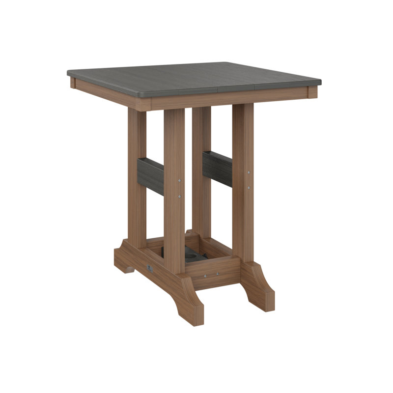Garden Classic Outdoor Square Bar Table, Antique Mahogany, Coastal Gray