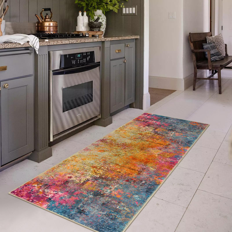 Kayo Modern Abstract Washable Area Rugs for Bedroom Soft Large Accent Carpet for Living Room Home Decor, Runner 2' x 6'