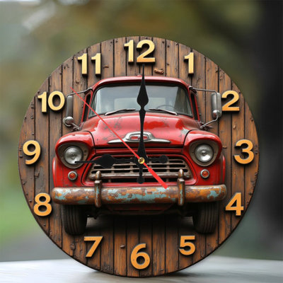 10'' Round MDF Wall Clock with Silent Quartz Movement and No-Drill Hanging Hook(AA Batteries Not Included)