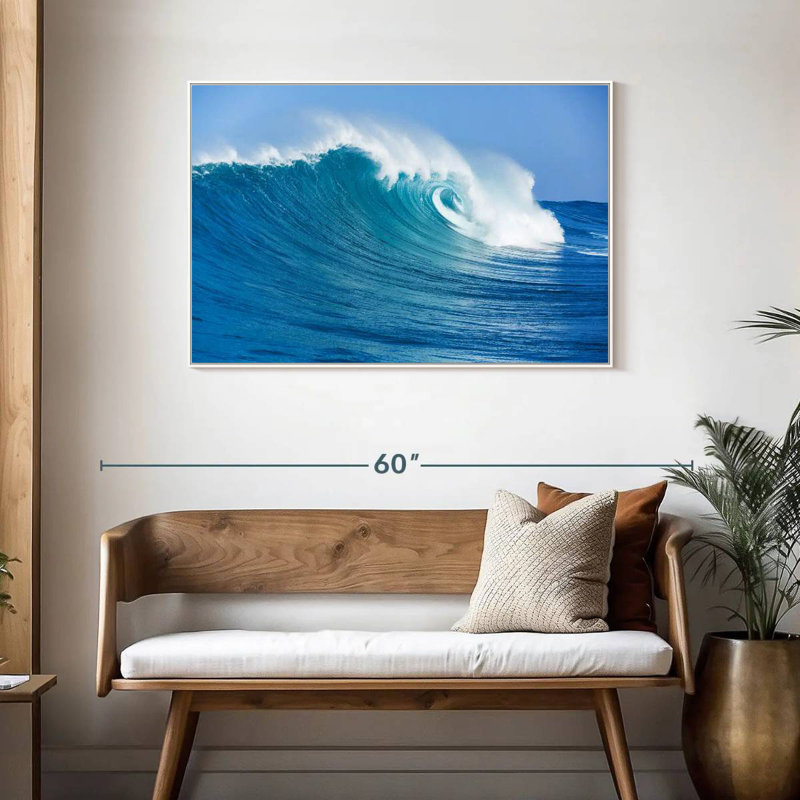 Ocean Wave Break, Cadre flottant blanc, 40 po x 27 po