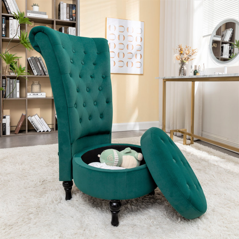Fulviah Velvet Slipper Chair, Green Velvet