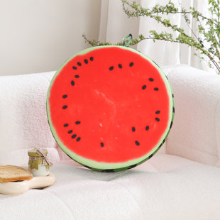 Velvet Round Throw Pillow for Couch Decor 15-Inch (Fruit)