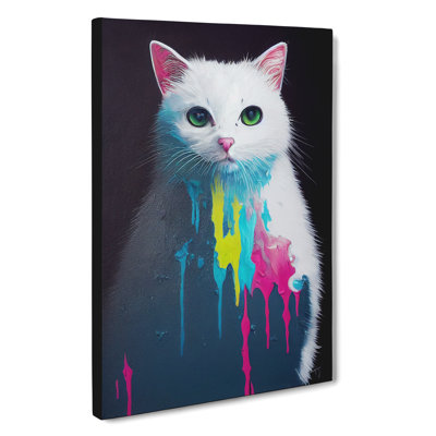 Cat Paint Drips No.1 - Wrapped Canvas