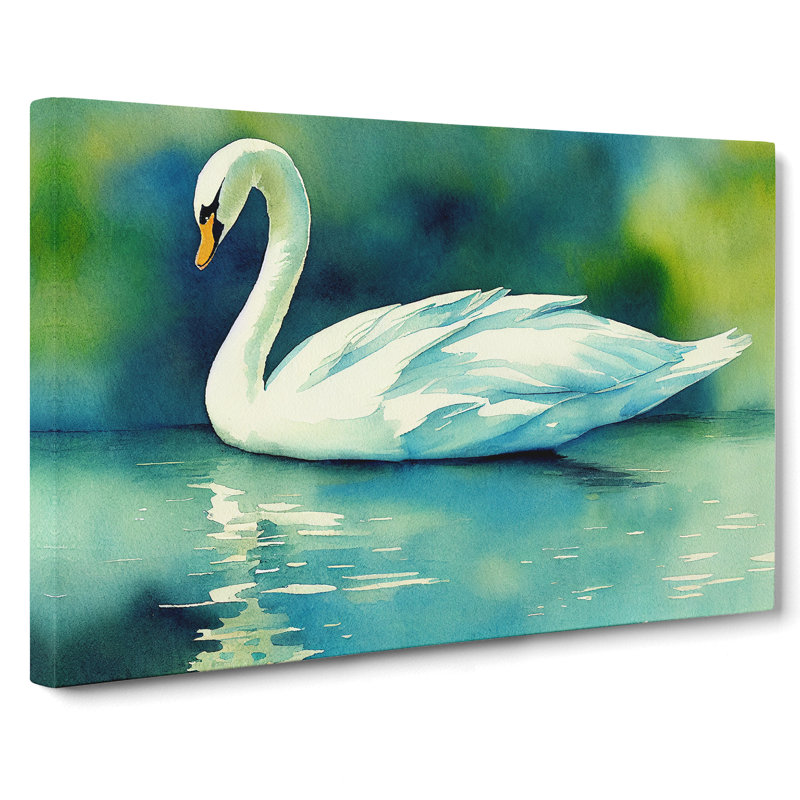 Swan Watercolour Vol.5 - Wrapped Canvas, 40cm H x 60cm W x 3cm D