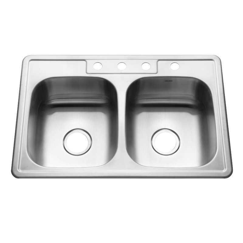 Évier de cuisine à double cuve de jauge 20 33 po x l 22 po Glowtone, 4 trous