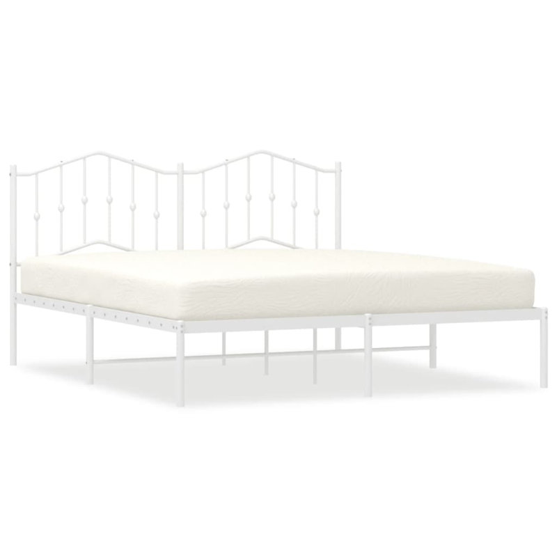 Affton Metal Bed, White, European Kingsize (160 x 200cm)