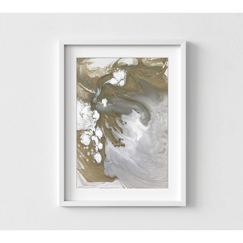 «Hydrous» par Jason Johnson, décor de salon métallique moderne, reproduction d'affiche Golden Osvaldas, reproduction d'art or et gris Osvaldas