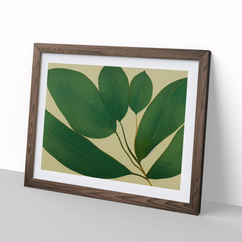 Picturesque Leaf - Single Picture Frame Print, 46cm H x 64cm W x 2cm D, Walnut Framed