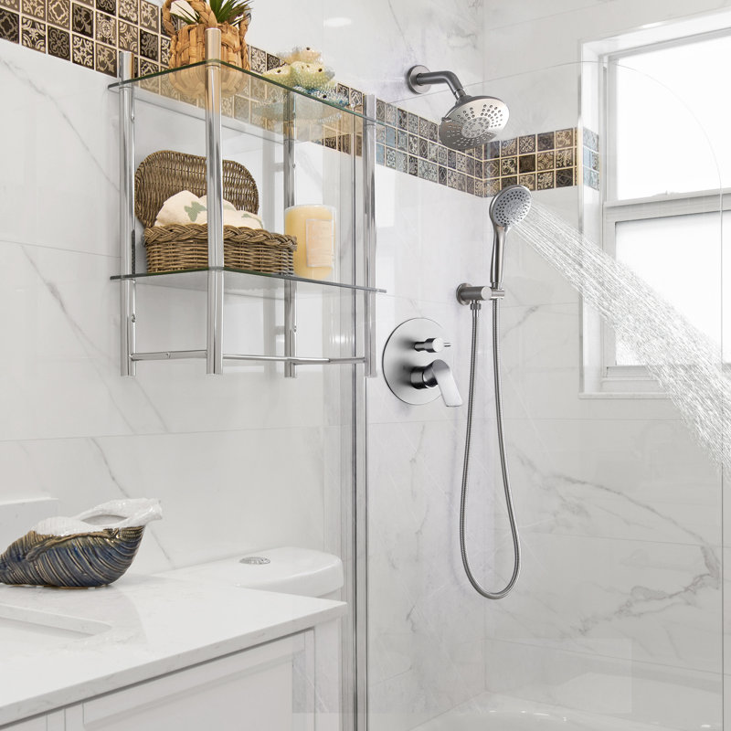 Wall Mounted Shower System with Pressure Balanced Valve, Brushed Nickel