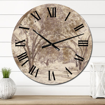 Vintage Sepia Alley in the Countryside - Country Wall Clock