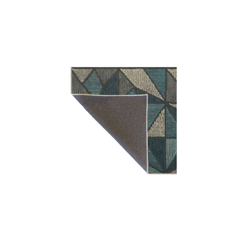 Tapis vert tissé à motif géométrique, Tapis de couloir 3 pi 3 po x 9 pi 10 po