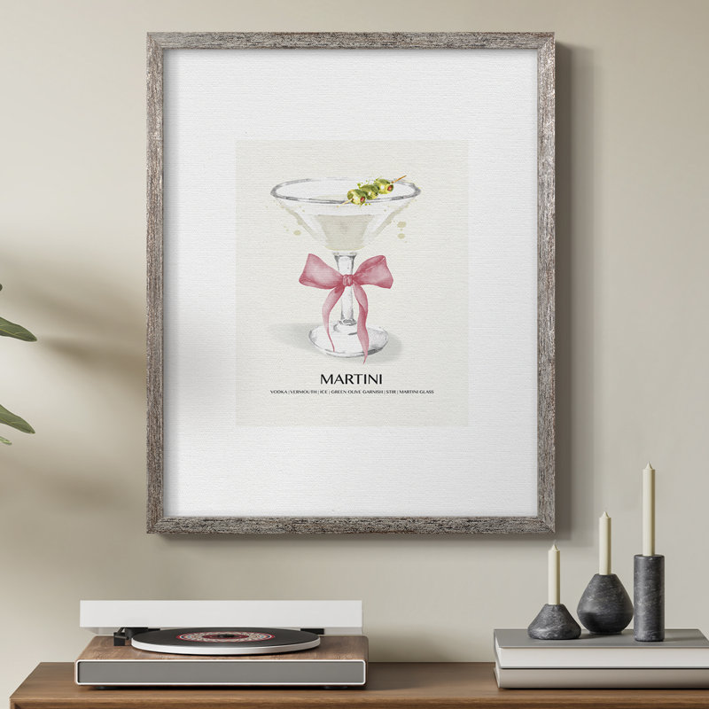 Martini Bow Framed Print - Solid Wood