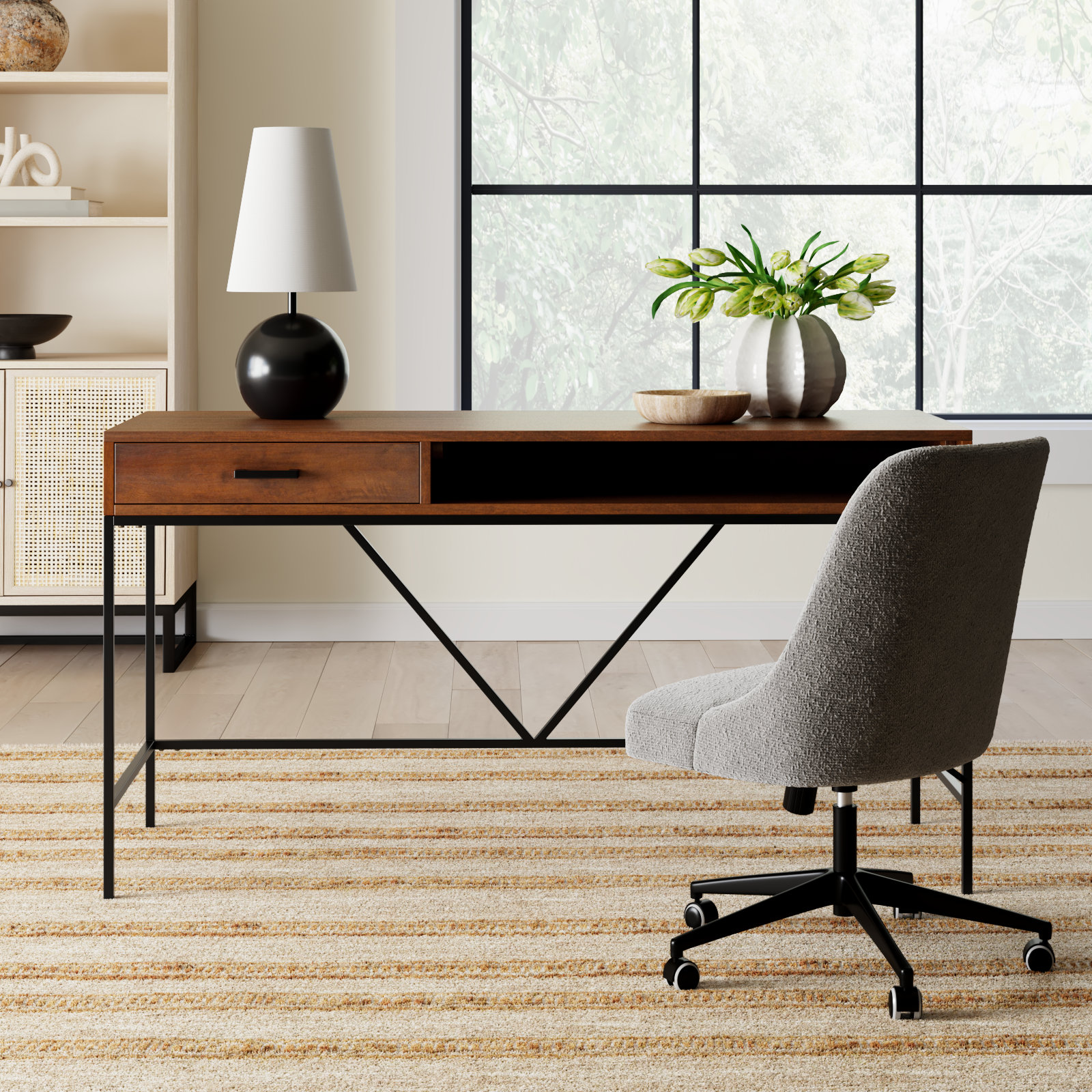 Soleil 56" Writing Desk, Walnut