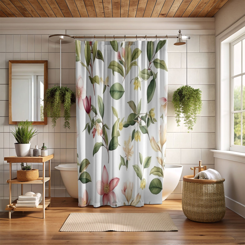Rideau de douche standard 1 pièce Timeless Flower Art, H 74 po x l 71 po