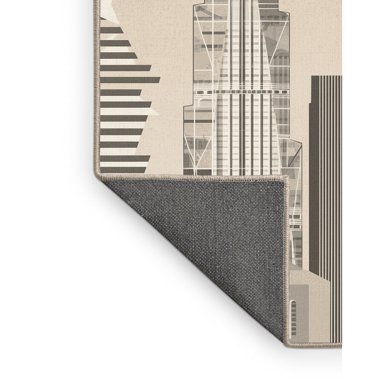 Tapis beige moelleux doux et moelleux à motif géométrique Shaler, 2 x 5