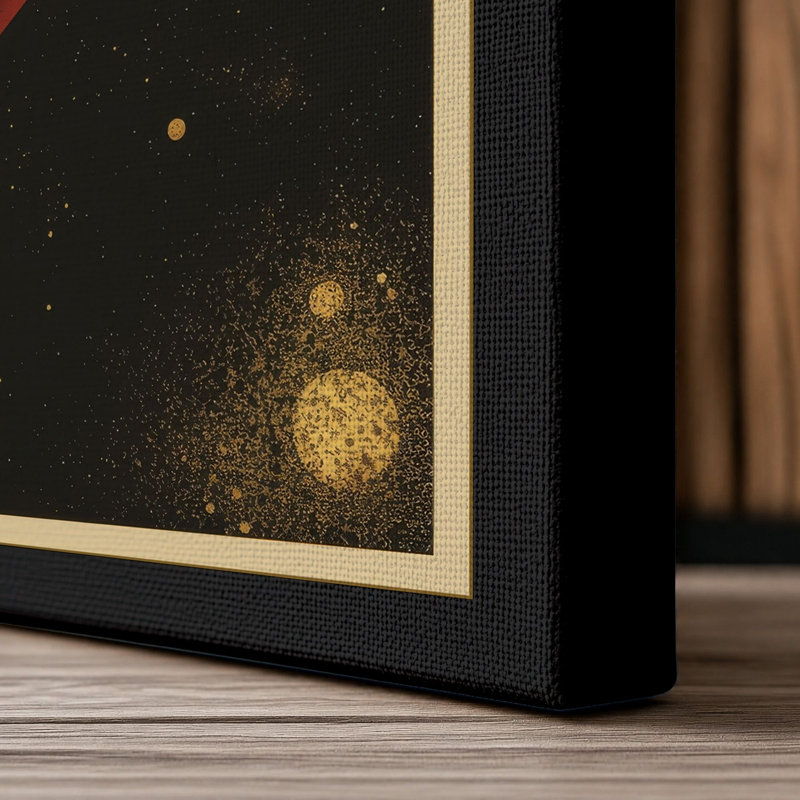 Celestial Geometry Art Deco - Wrapped Canvas, 36x24 - 91.4 x 61.0 cm, Black Border