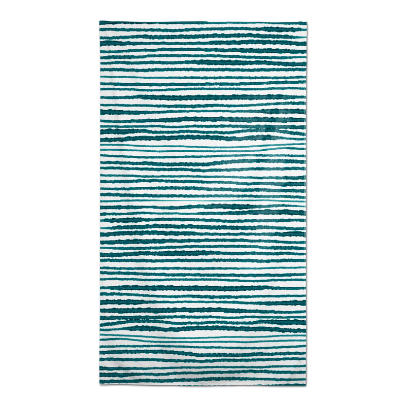 Rectangular Striped Polyester Tablecloth, Teal