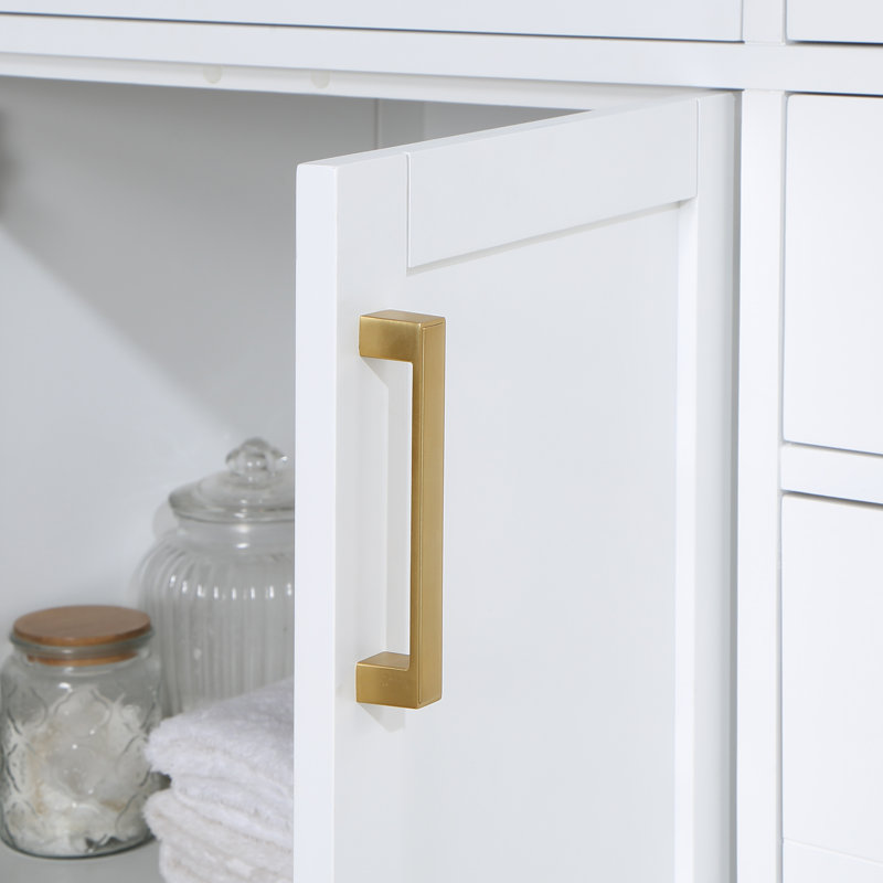 Ensemble de meuble-lavabo double 72 po Gavino, Doré, Blanc