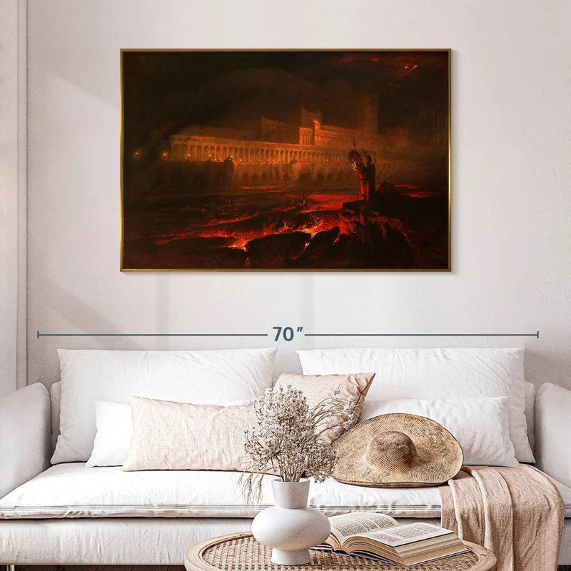 Le Pandemonium, 46 po x 31 po, Cadre flottant doré