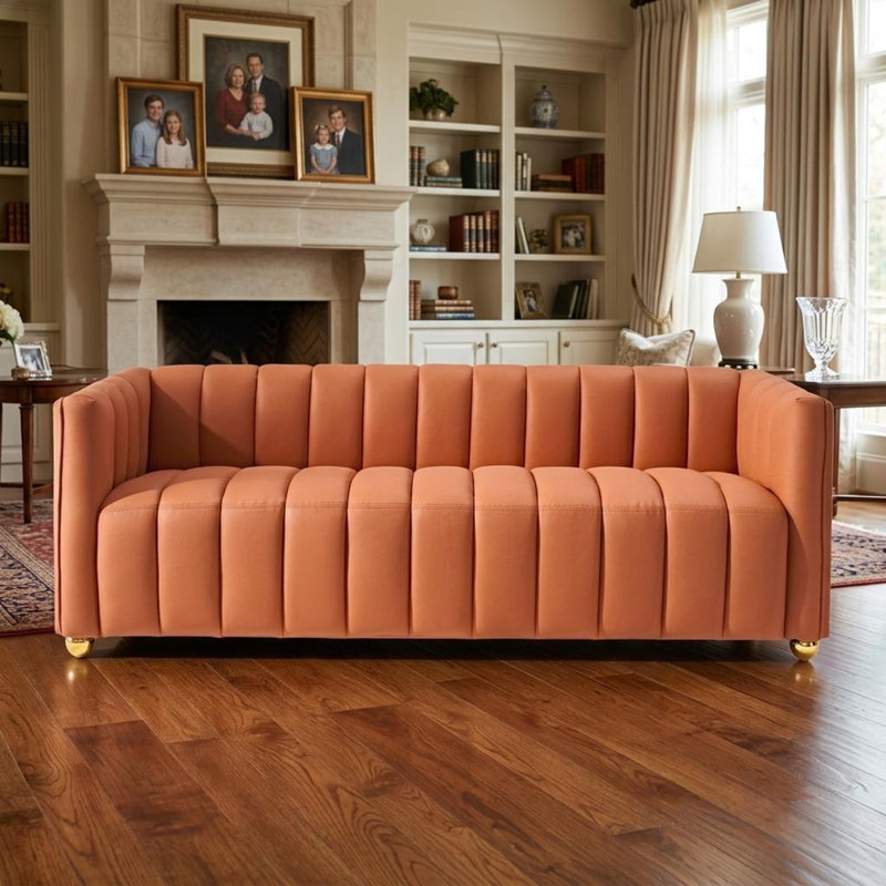 Canapé capitonné Modern Glam, Fabric-Orange