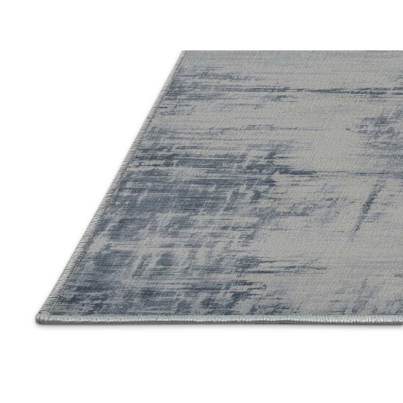 Machine Washable Abstract Blue Area Rug, Rectangle 2' x 3'