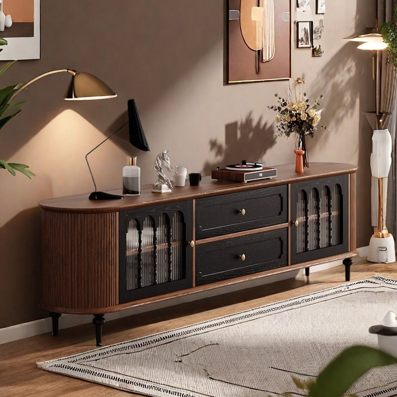 Meuble télé rétro aux couleurs assorties, H 21,65 po x L 78,74 po x l 15,74 po
