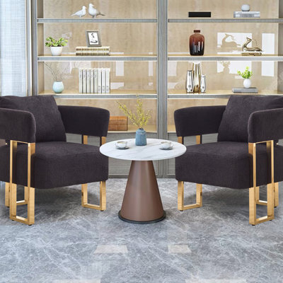 Chaise exquise assise et couchée - pieds en métal doré, revêtement en molleton noir pour le salon, le vestiaire, le bureau, la salle de réception 2 pièces