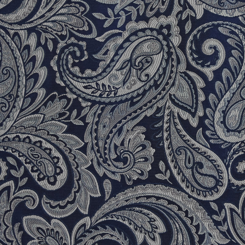 Navy Faux Silk Jacquard Rod Pocket Valance