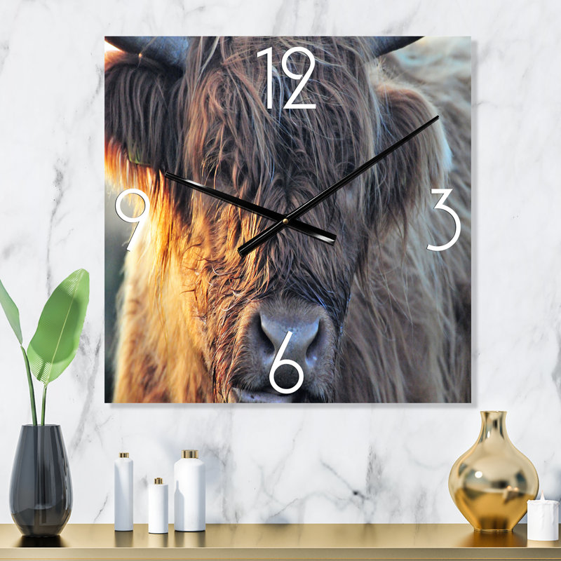 Horloge murale Scottish Cow on Moorland III, Grand