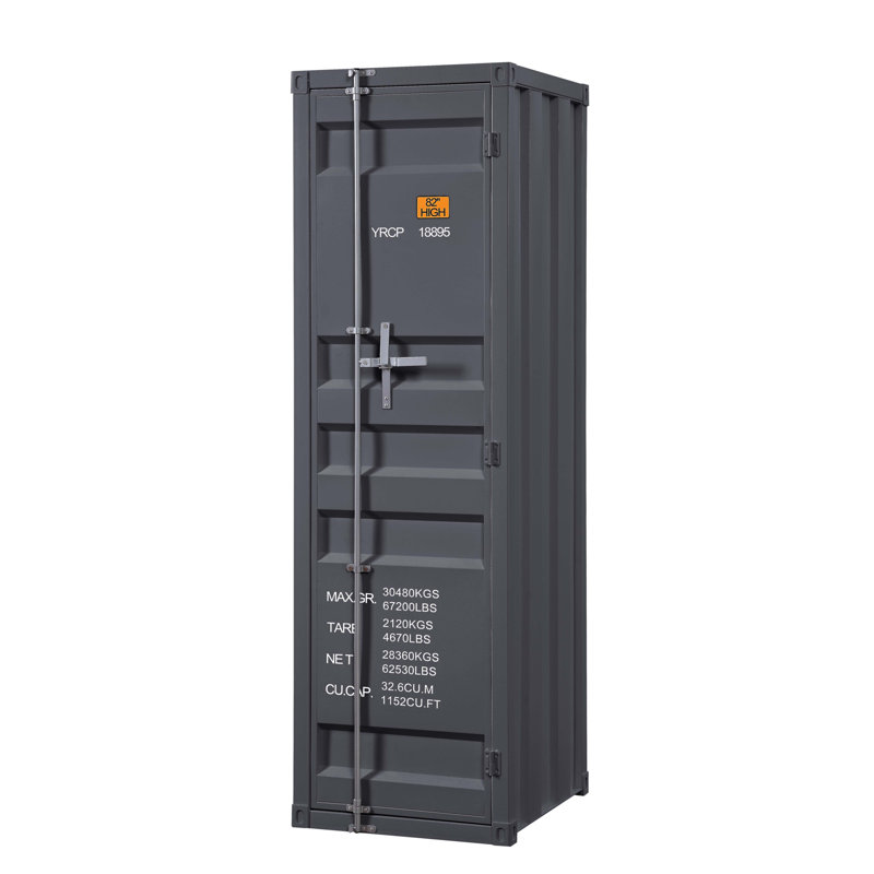 Gunmetal 1-Door Wardrobe With Container Lock, Gunmetal