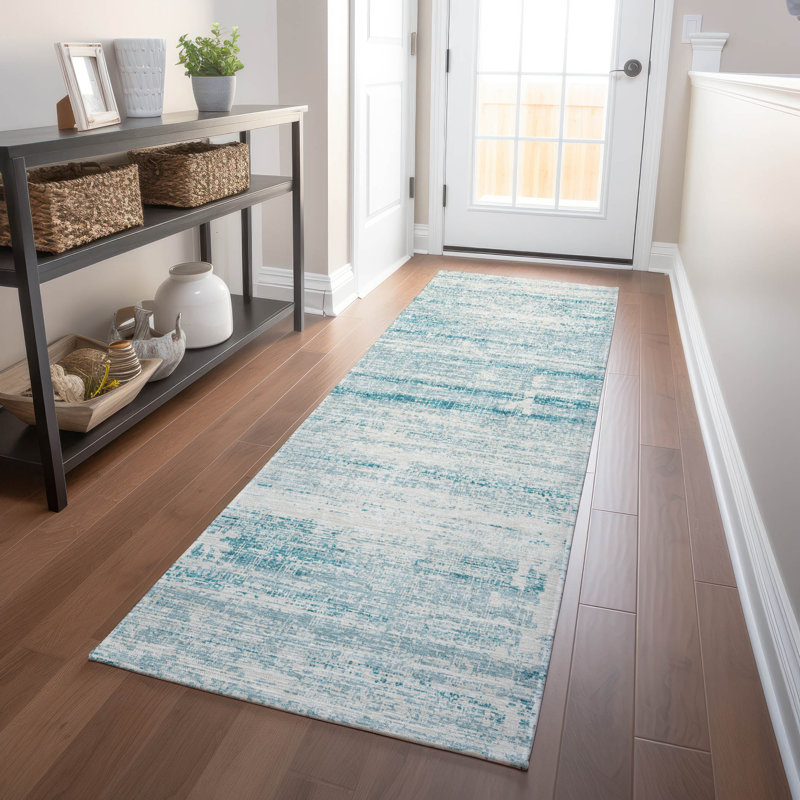 Premium Machine Washable Gerardo Teal Rug, Runner 2'3" x 7'6"