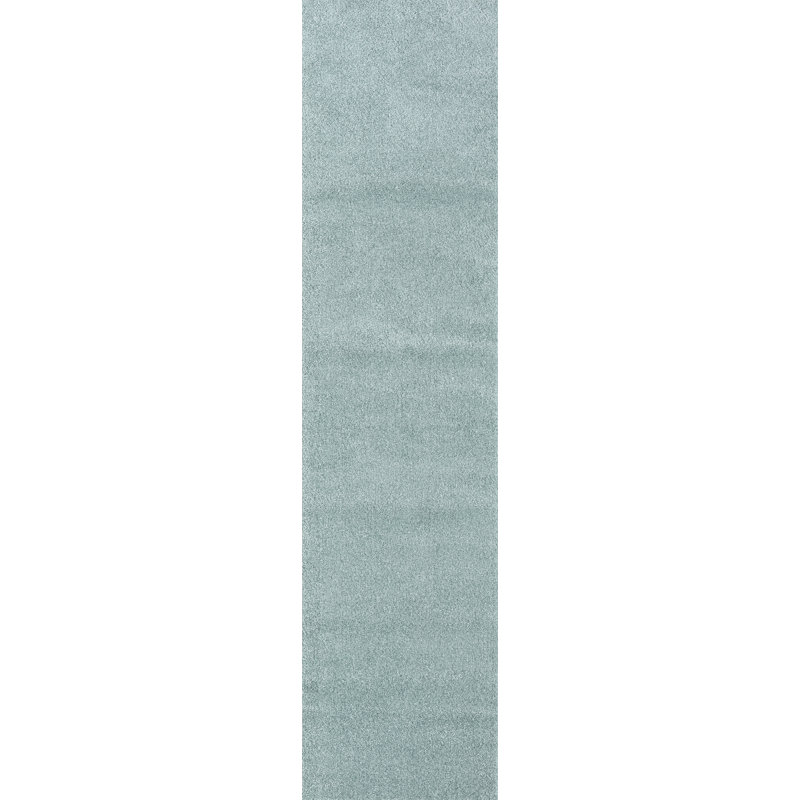 Arzel Solid Low-Pile Aqua Blue Rug, Runner 2' x 8'
