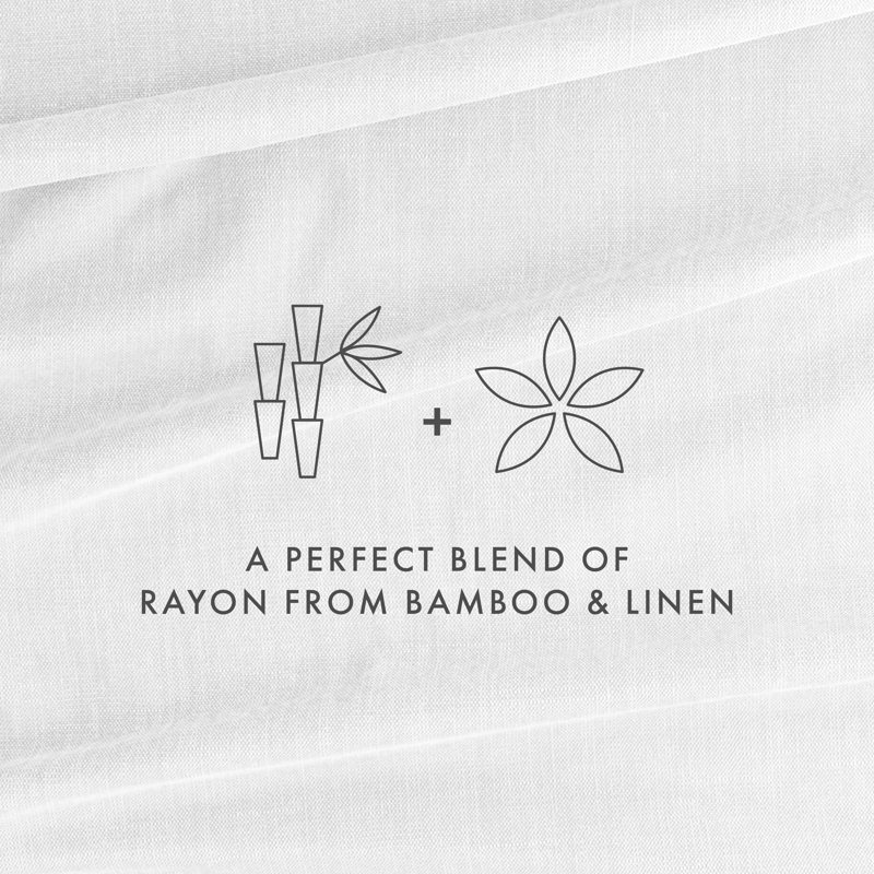 Linen Bamboo-Blend Breathable Luxury Bed Sheet Set, Cal.King Sheet Set + Fitted Sheet + 2 Pillowcases, White