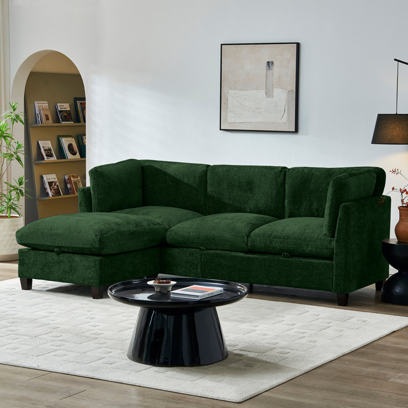 Canapé modulaire moderne en chenille avec rangement en L pour le salon