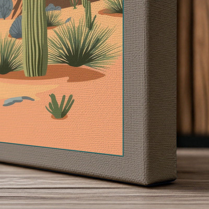 Desert in Bloom Minimalist - Wrapped Canvas, 18x12 - 45.7 x 30.5 cm, Taupe Border