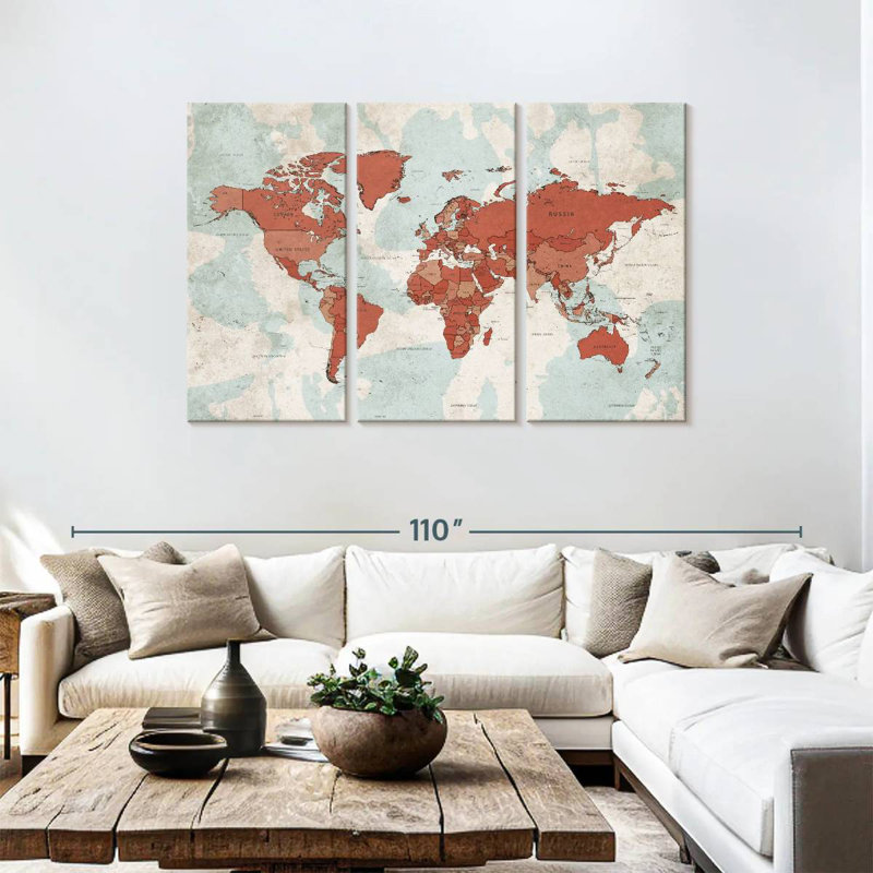 Carte du monde Keimar, H 48 po x l 74 po