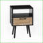 Table basse en rotin noir avec tiroir & amp; Pieds en bois massif - Facile à nettoyer pour la chambre à coucher du salon-1730687220