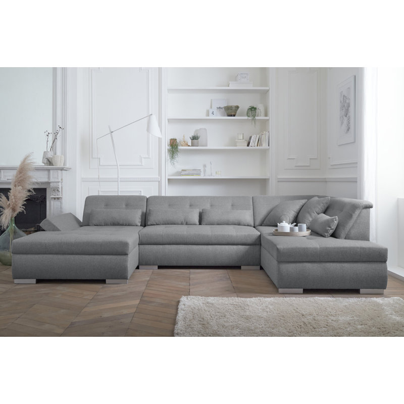 Vermont 7 Seater Corner Sectional, Right Hand Facing, Light Grey