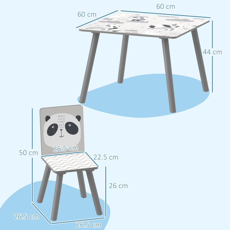 Siragan Kids 3 Piece Square Play Or Activity Table and Chair Set