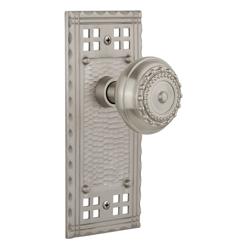 Craftsman Plate with Meadows Door Knob, Satin Nickel, 2.375"