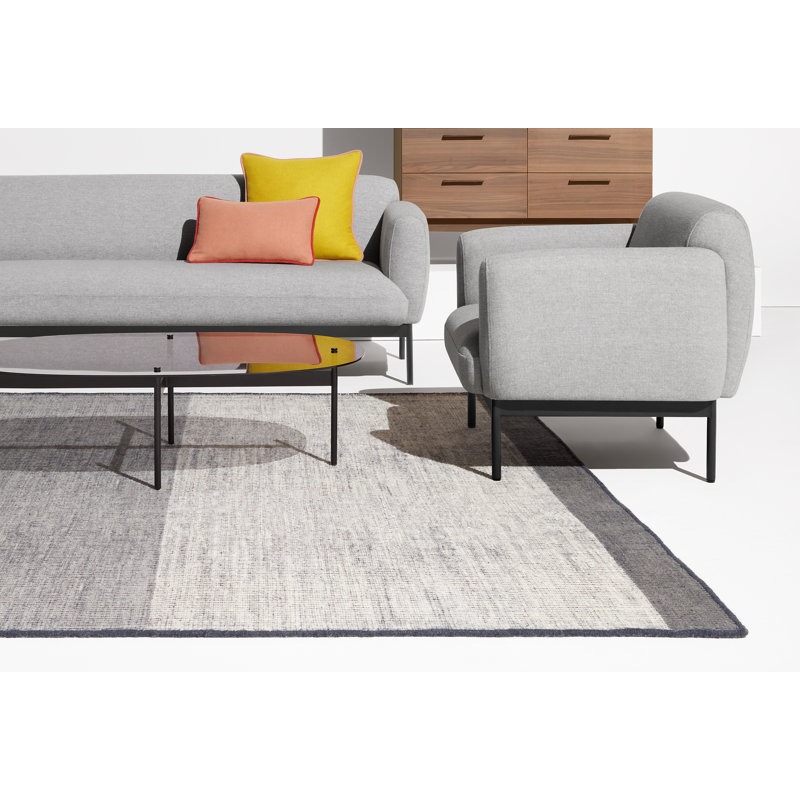 Bousta Wool Striped Area Rug in Black/Gray, Rectangle 5' x 8'