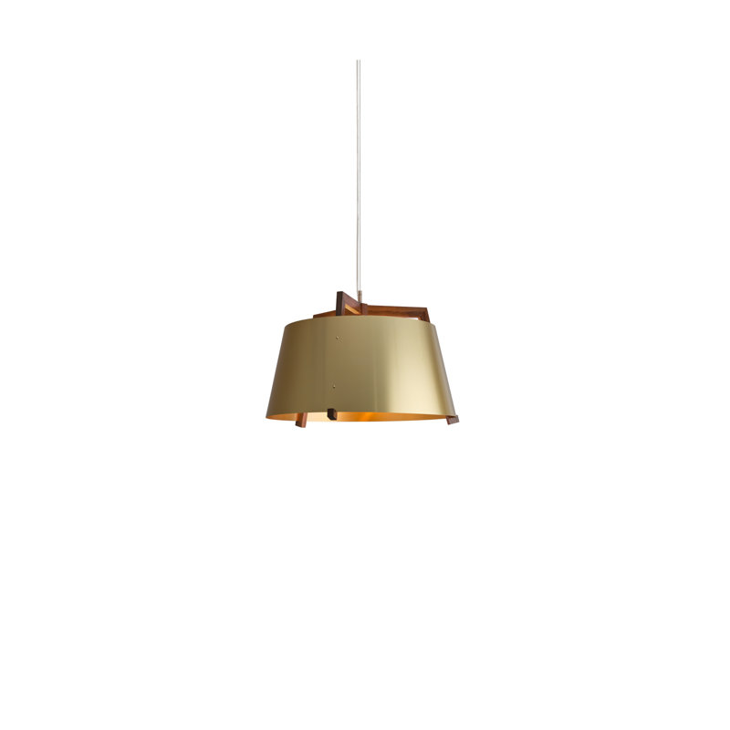 Ignis Pendant, 11.5" H x 17" W, Oiled Walnut/Brushed Brass, 2700K LED w/ Diffuser - Rigid