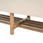 Banc de repose-pieds beige rectangulaire rembourré en tissu de lin avec pieds en bois massif - Design classique