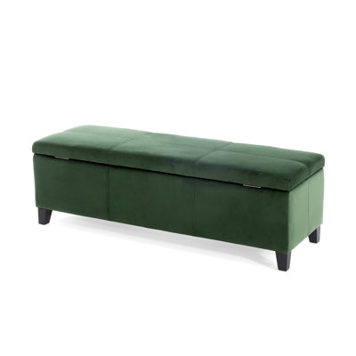 Indoor Forest Green Storage Ottoman Bench - 51.25''L Upholstered Entryway Bench with Hidden Storage